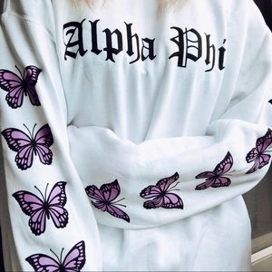 Alpha Phi Butterfly Sleeve Crew